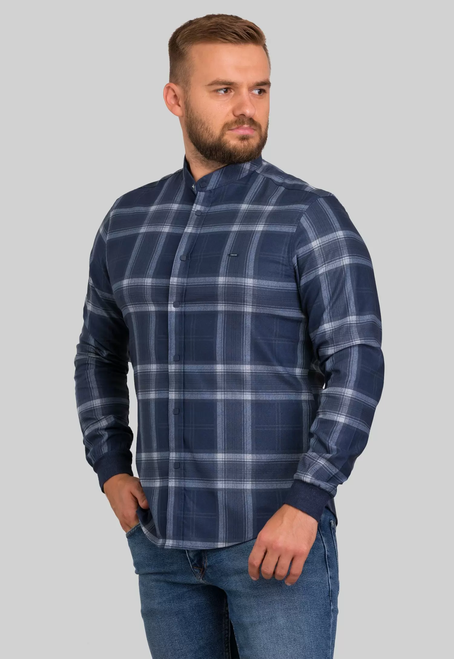 Рубашка Trend Collection 10308 Синий+белая клетка