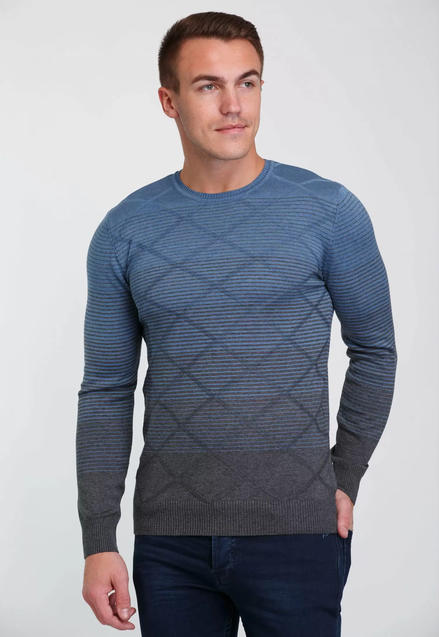 Свитер Trend Collection 0260 Серый+небесный полоска