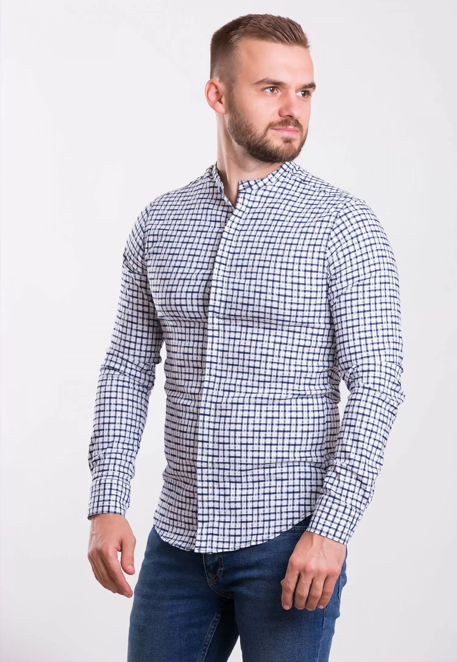Рубашка TREND COLLECTION 19048 белая+синяя клетка