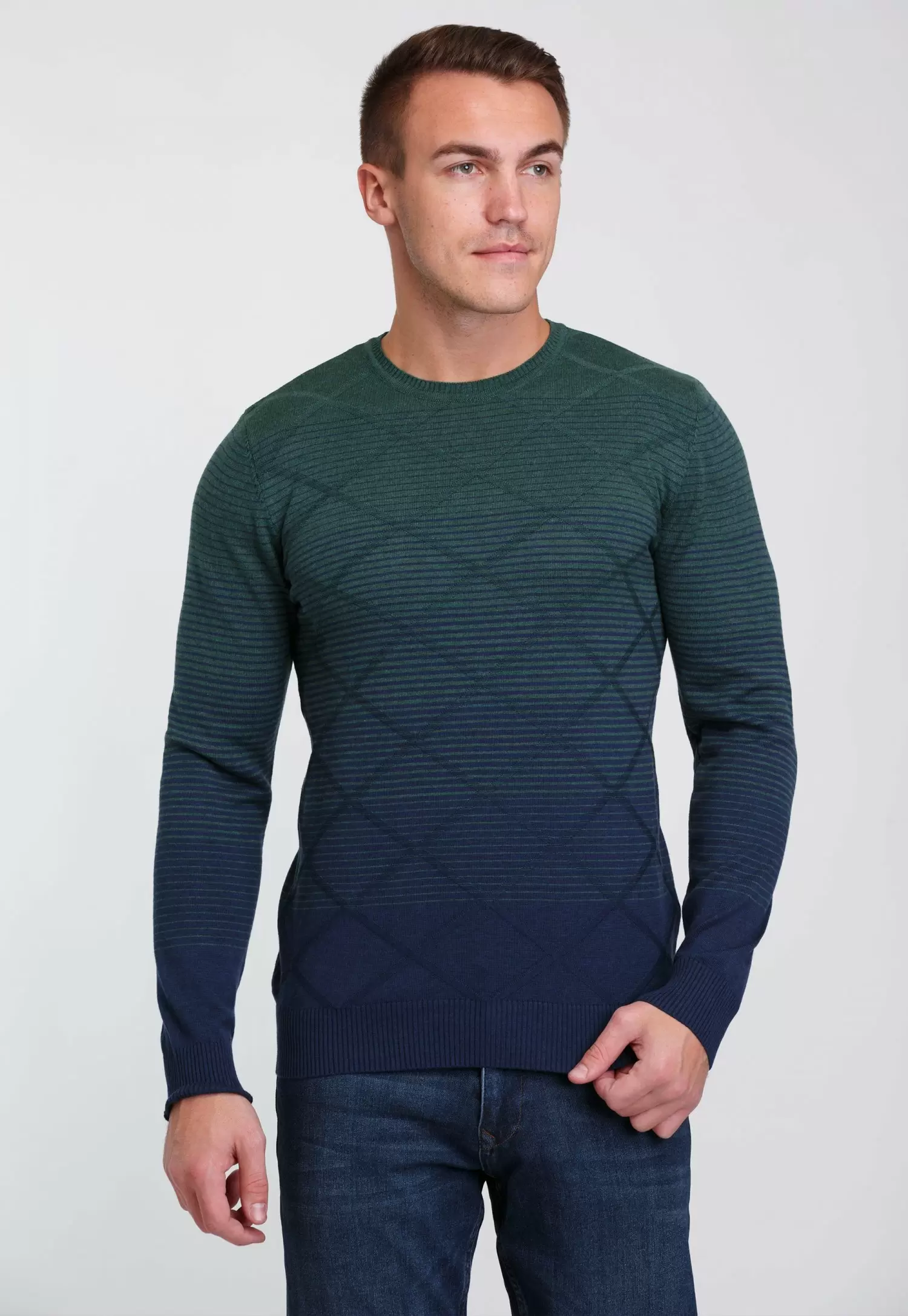Свитер Trend Collection 0260 Зеленый+синий полоска