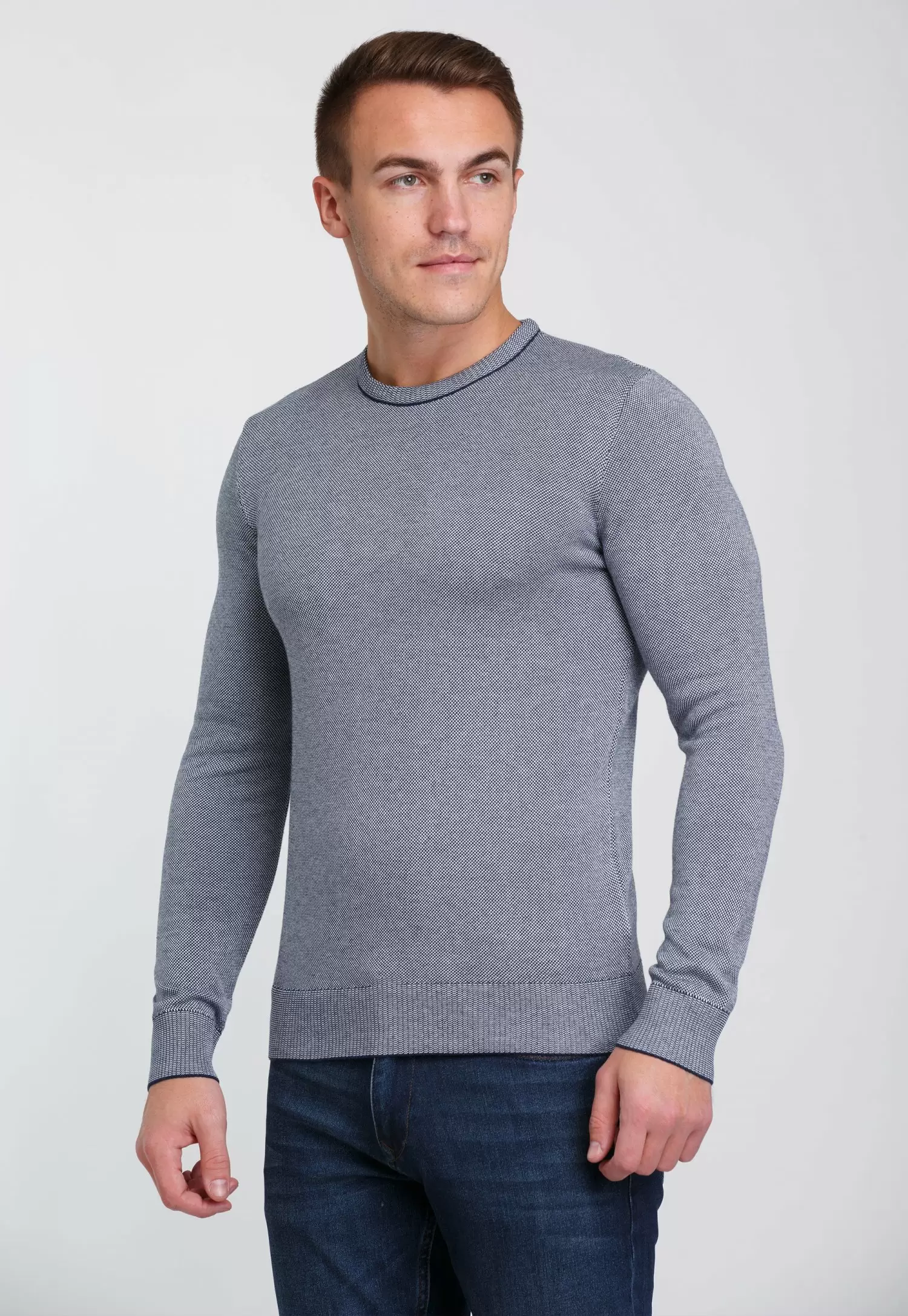 Свитер Trend Collection 0263 Белый+синий сетка