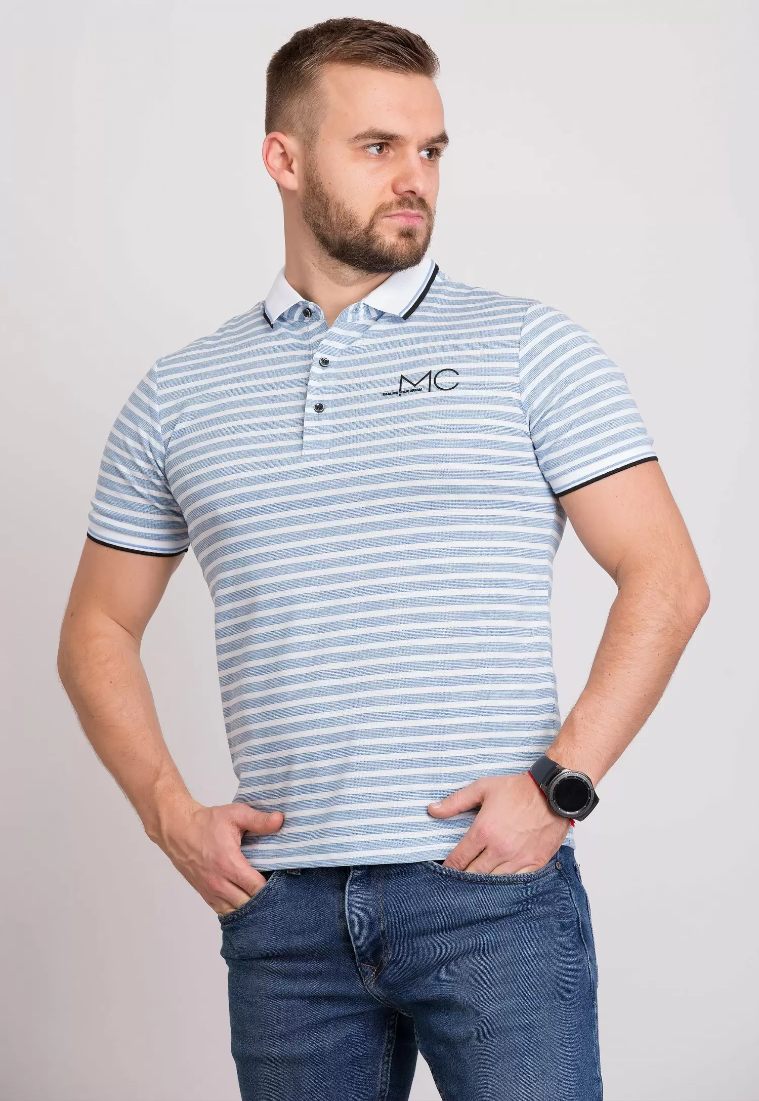 Футболка Trend Collection 62030 Небесний+полоска