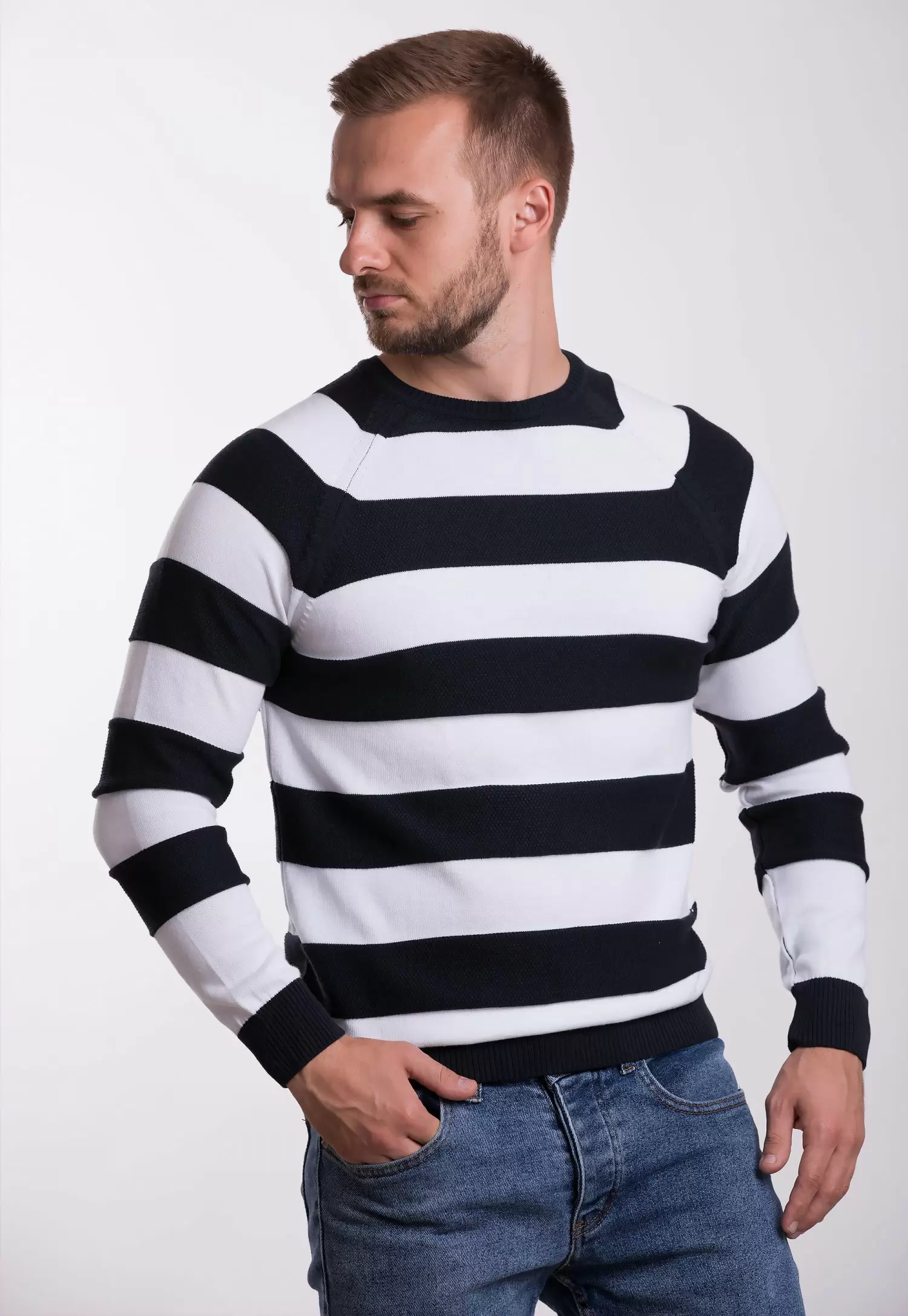 Светр Trend Collection 1980 Синій+біла полоска