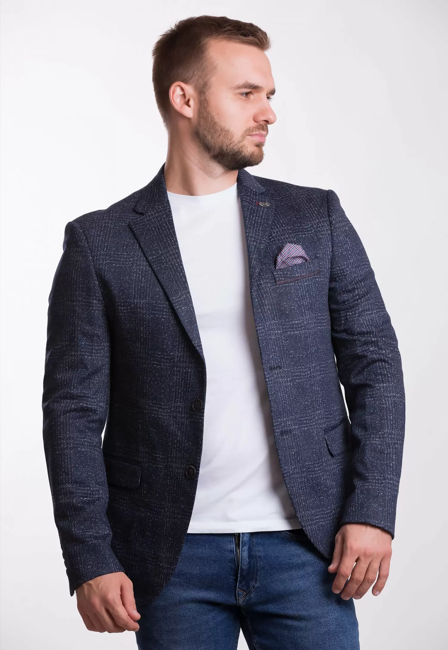Пиджак Trend Collection TJK-010 Синий+серая клетка