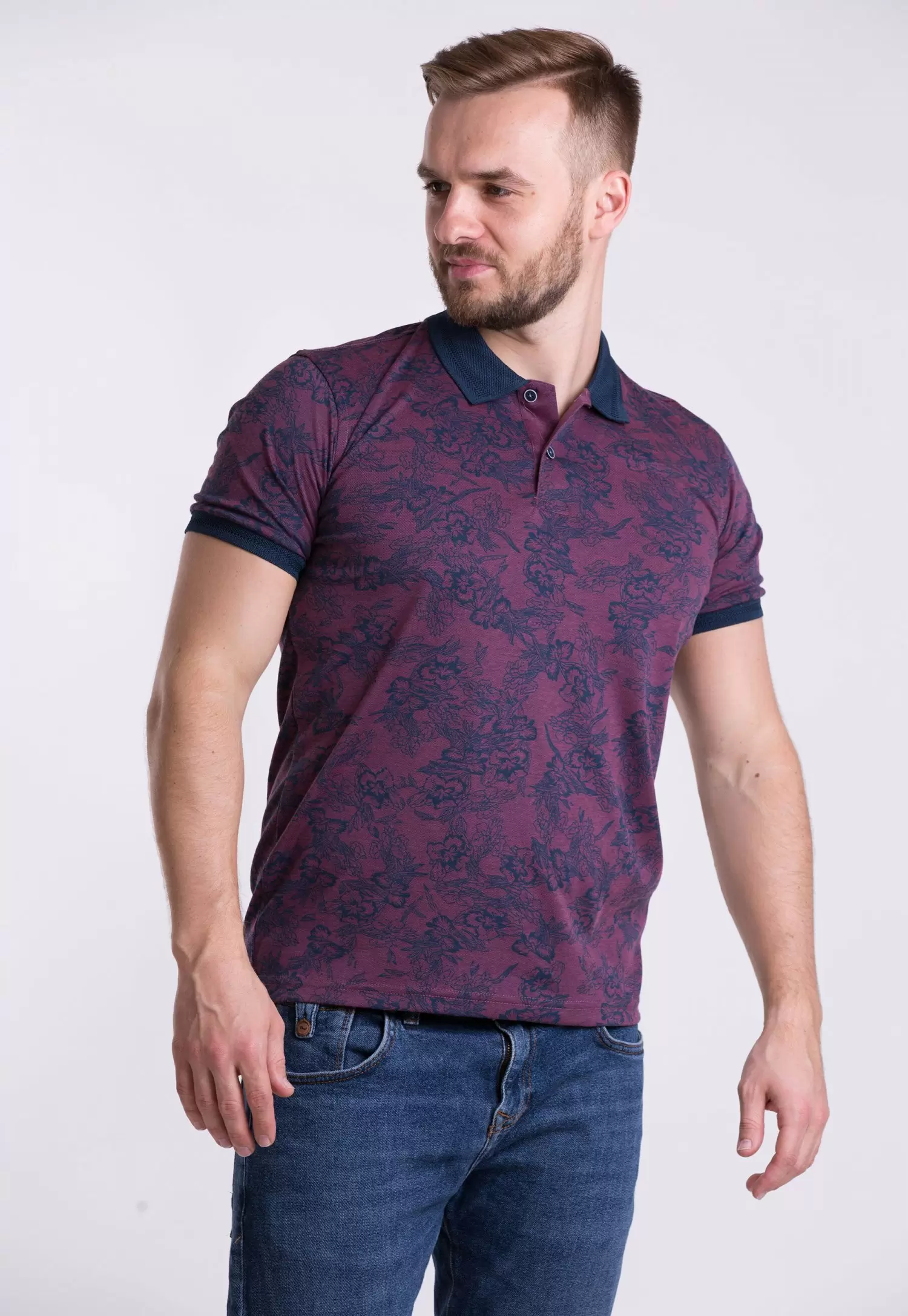 Футболка TREND 6010 Бордо + квіти