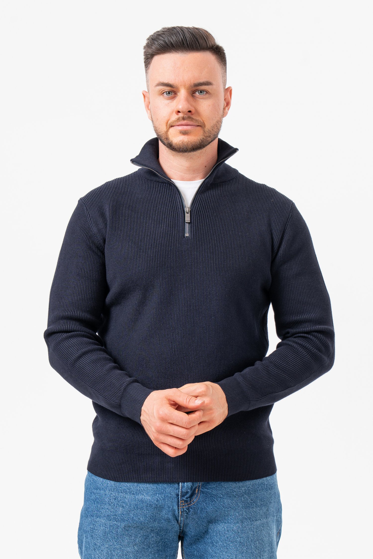 Однотонный гольф на застежке K.O.R 15002-1 Синий (№963 mavi)