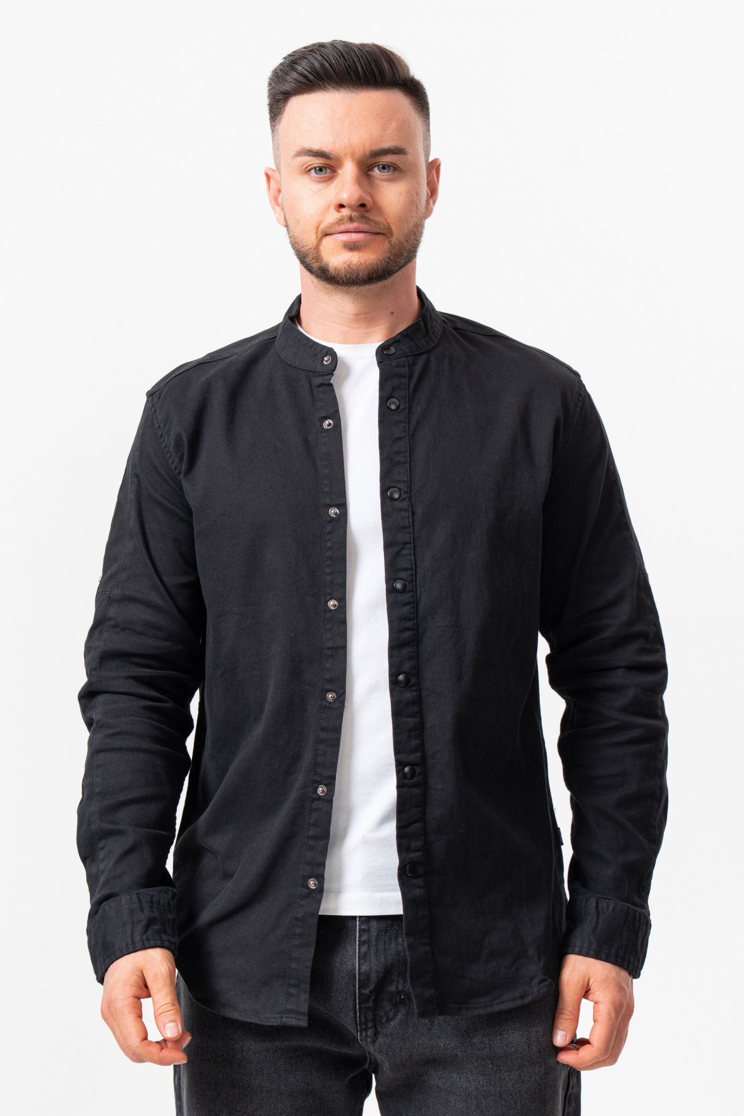 Джинсовая рубашка с воротником K.O.R 3769 Черный (black)