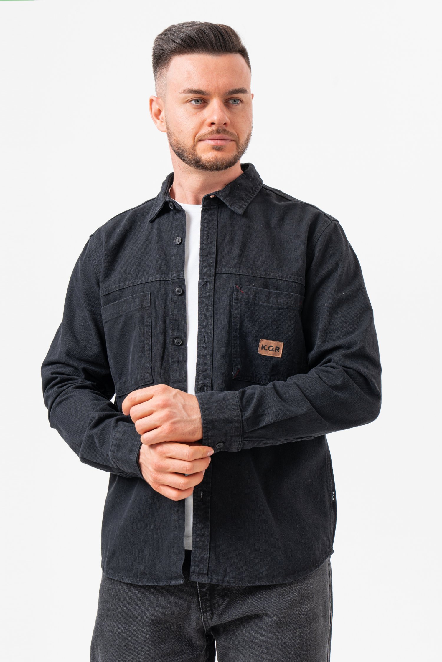 Джинсовая рубашка с воротником K.O.R 3650 Черный (black)