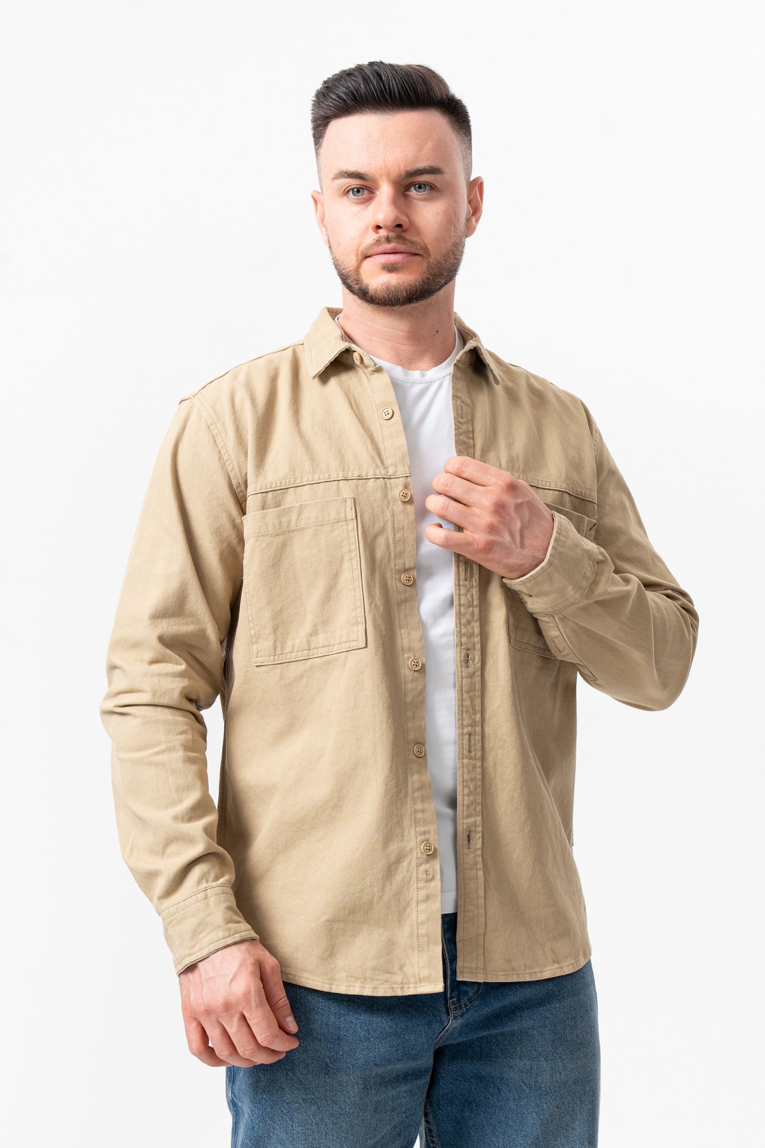 Джинсовая рубашка с воротником K.O.R 3650 Хаки (khaki)