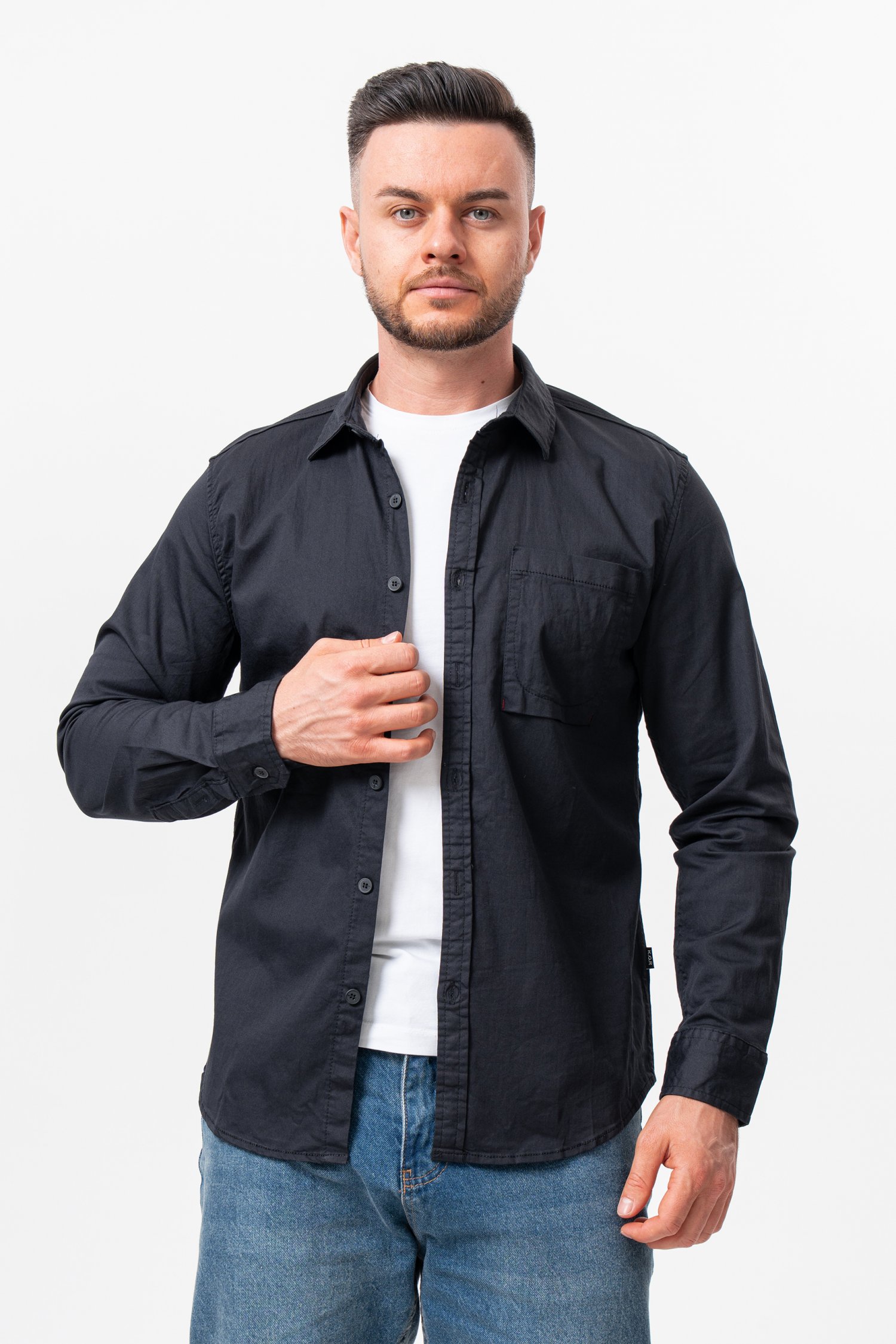Сорочка однотонна K.O.R 3719 Чорний (black)