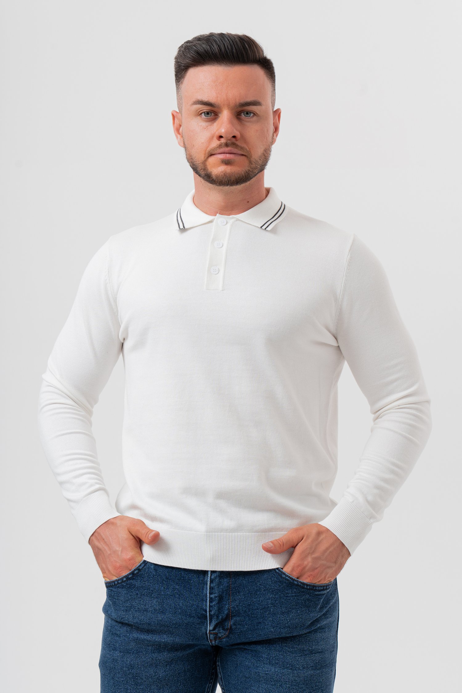 Джемпер-поло из трикотажа K.O.R 26506 белый/white 841