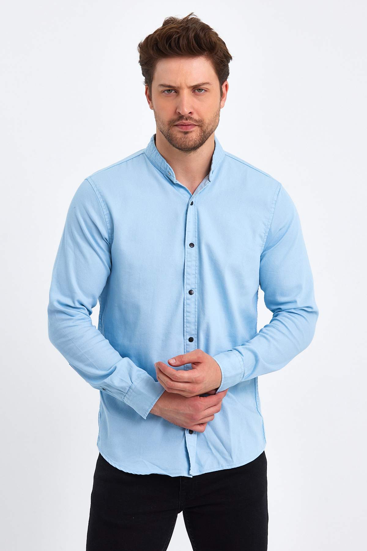 Рубашка джинсовая стойка Trend Collection 18307-2 Небесный (K.MAVI)
