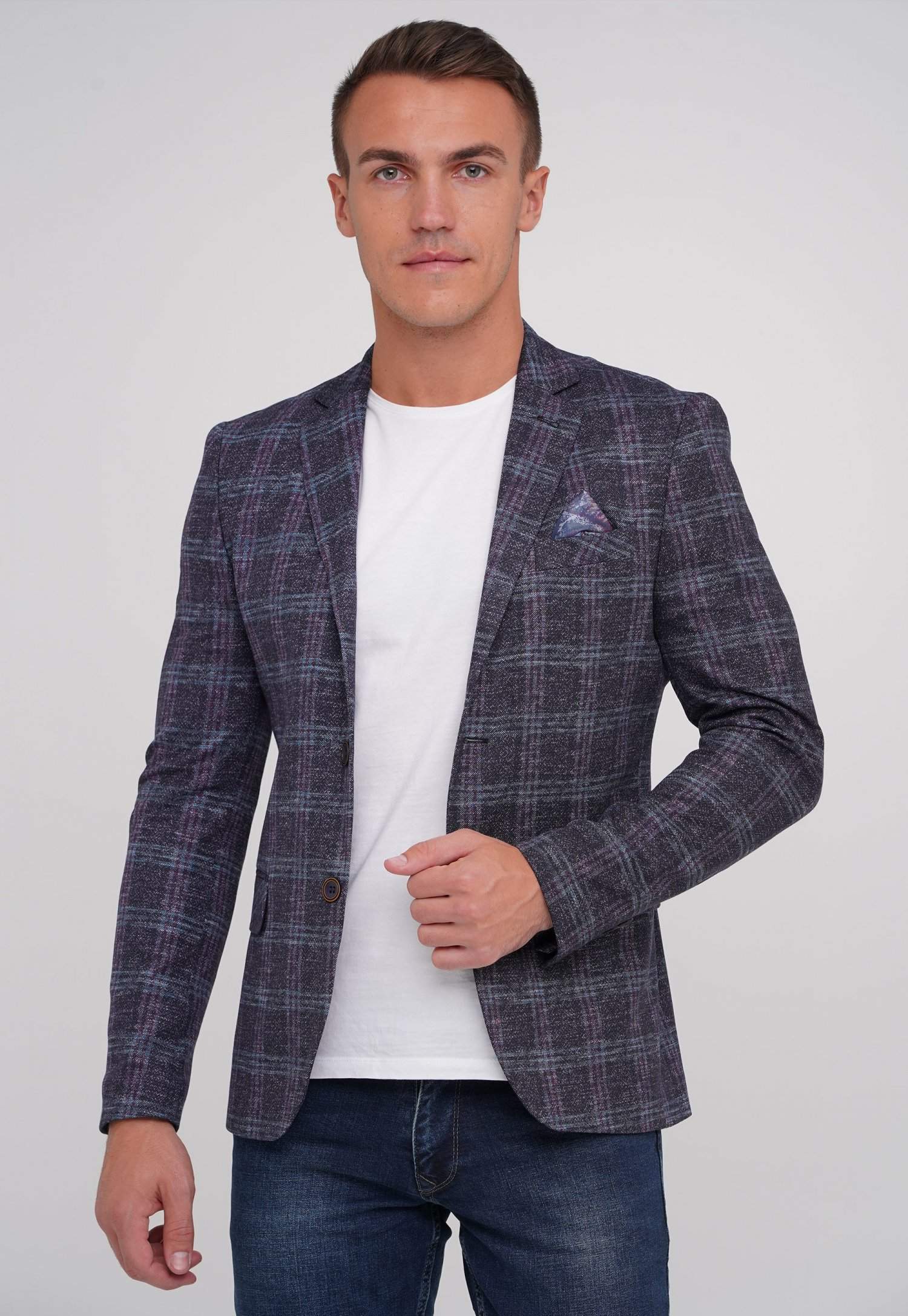 Піджак Trend Collection 6364 Фіолетовий+клітинка