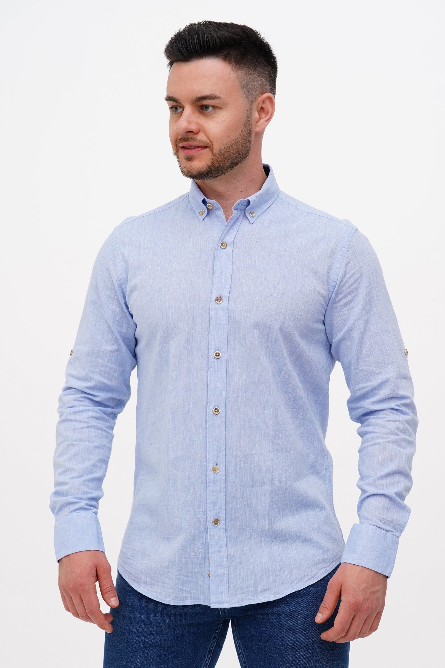 Рубашка однотонная Trend Collection U02-151 голубой