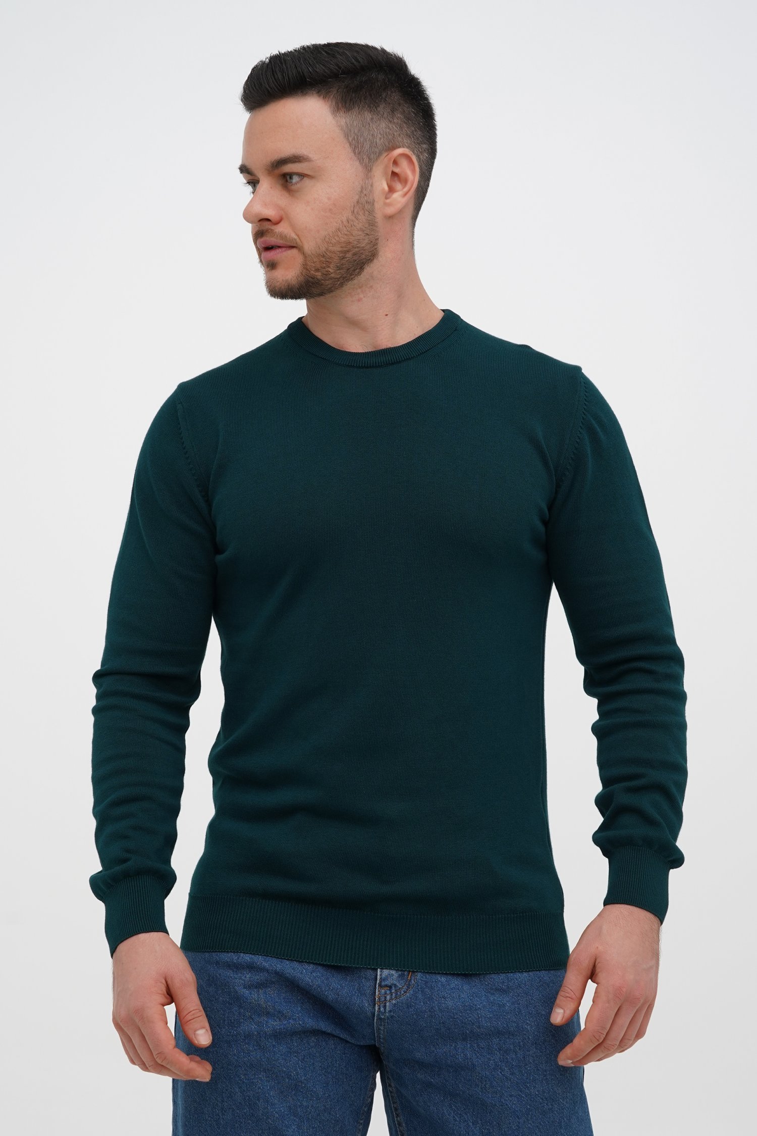 Свитер однотонный Trend Collection 2022-4 Темно-зеленый (K.PETROL)