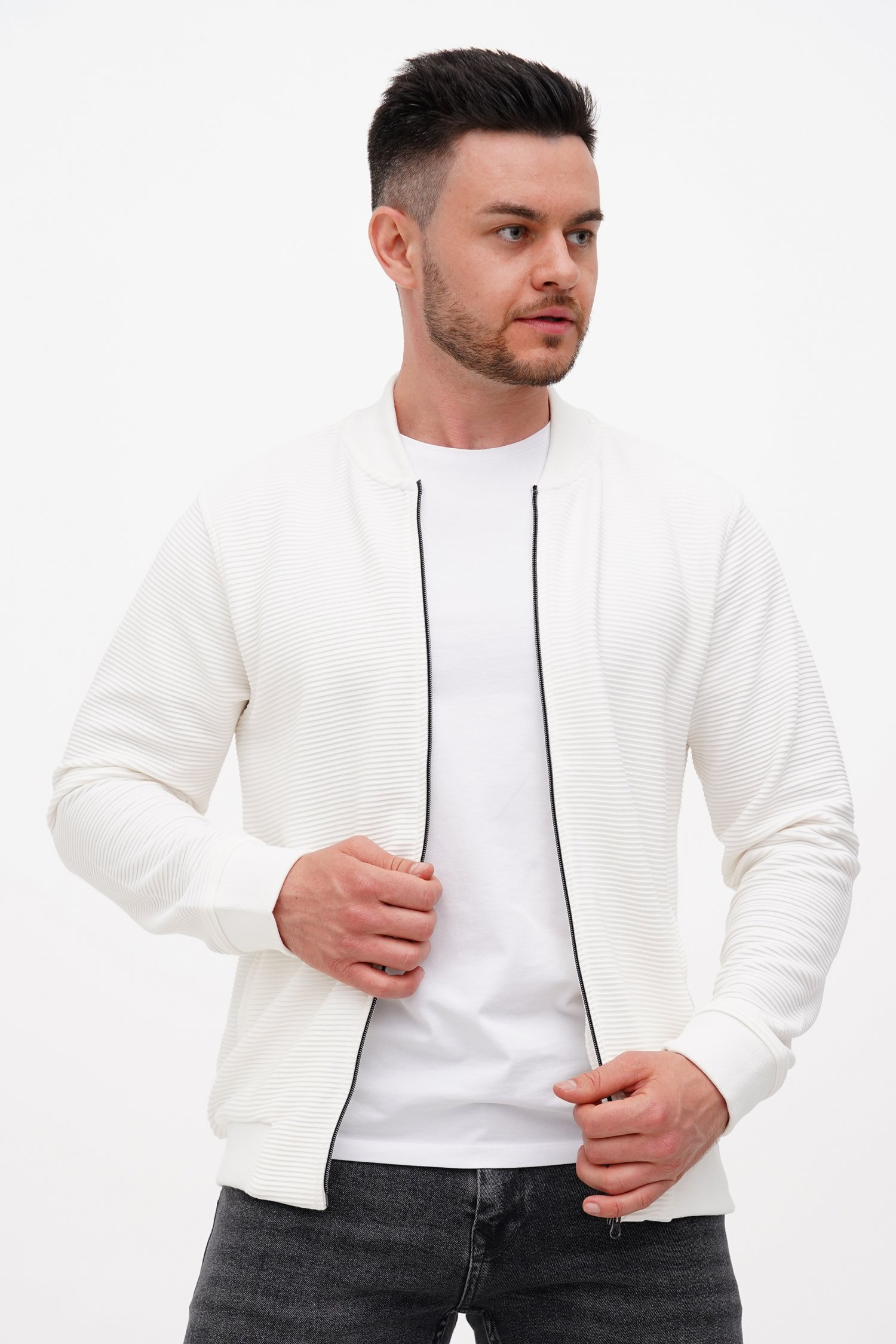 Кофта на замку кежуал Trend Collection 074-2 Білий (BEYAZ)