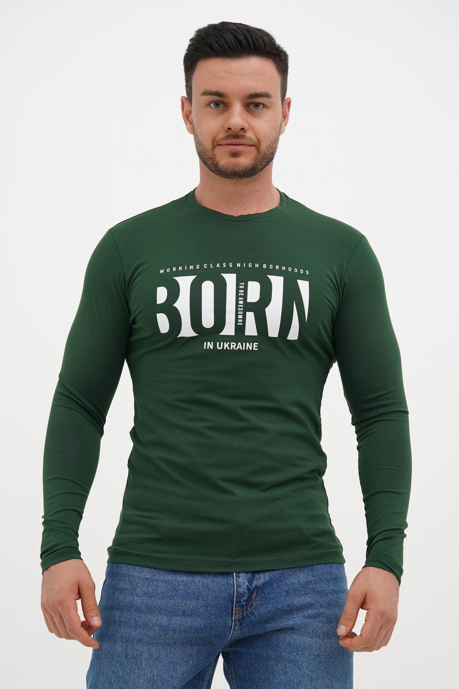 Лонгслив с принтом Trend Collection 33033 зеленый (NEFTI)
