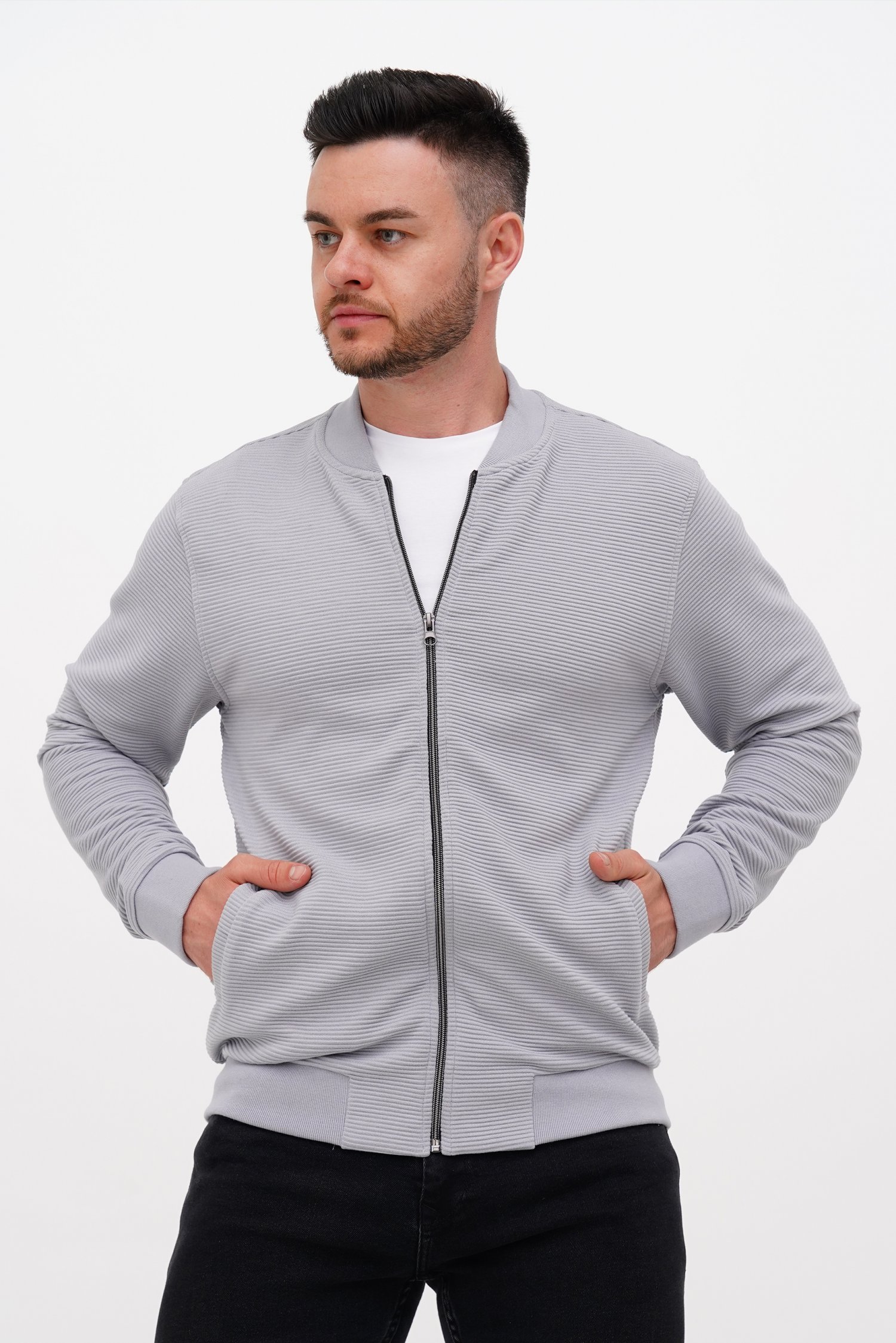 Кофта на замку кежуал Trend Collection 074-2 Світло-сірий (GRI)