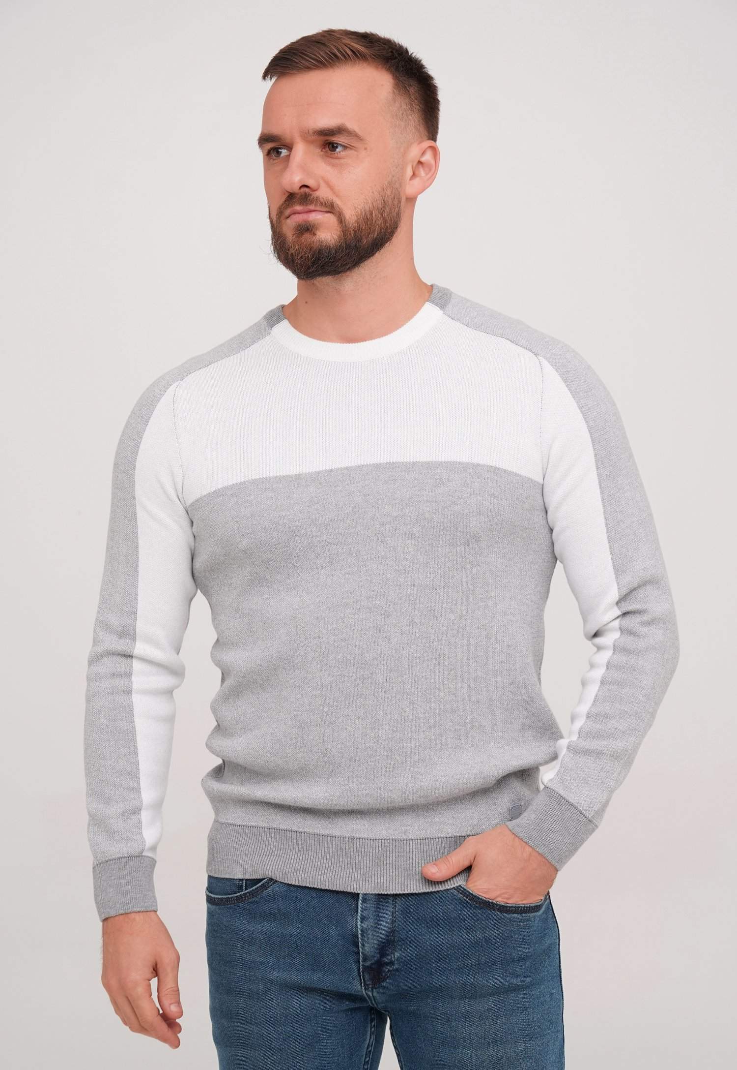 Светр casual Trend Collection 221458 Сіро-білий (A.GRI-KEMIK)