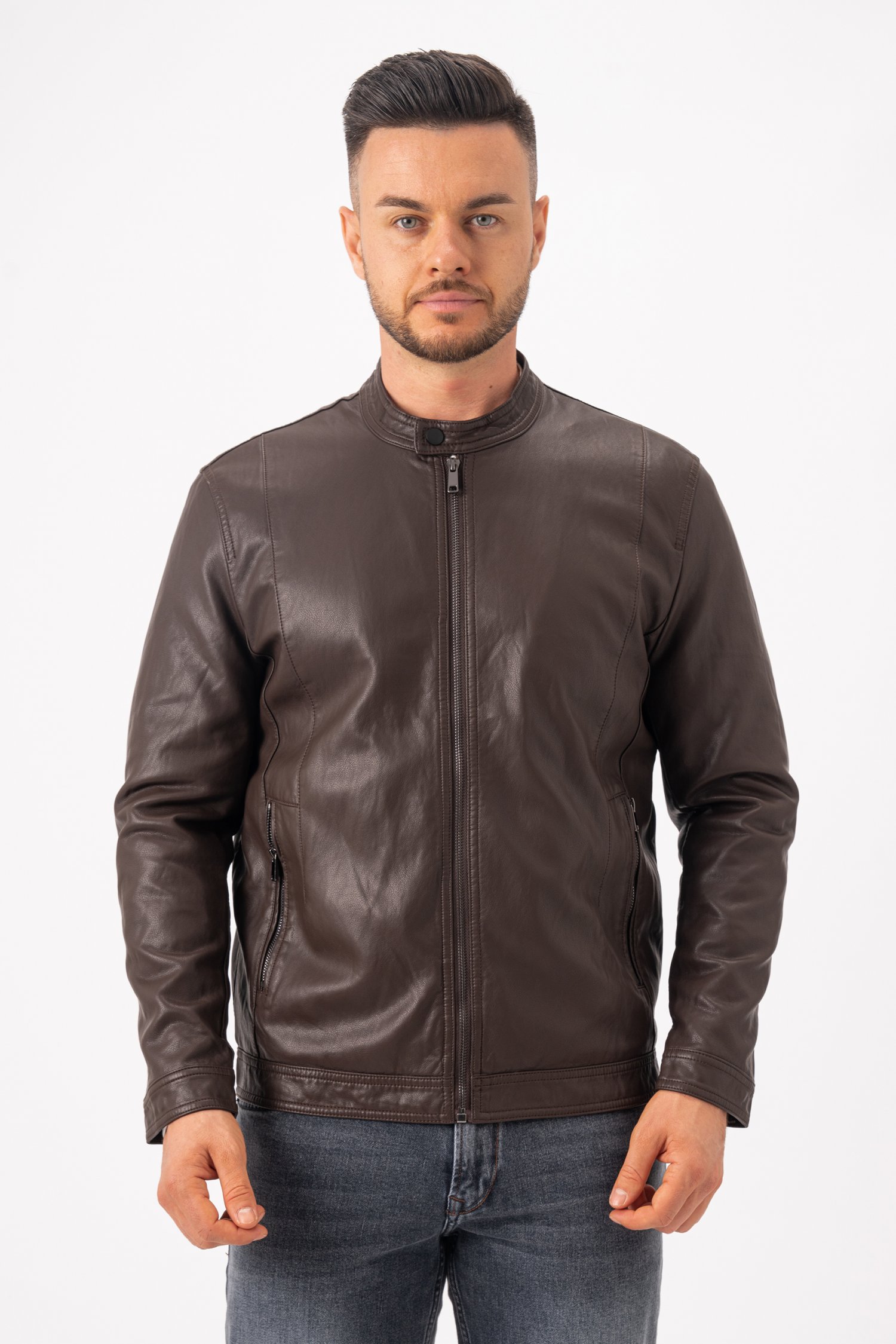 Куртка из экокожи K.O.R 6628 Коричневый (coffee)
