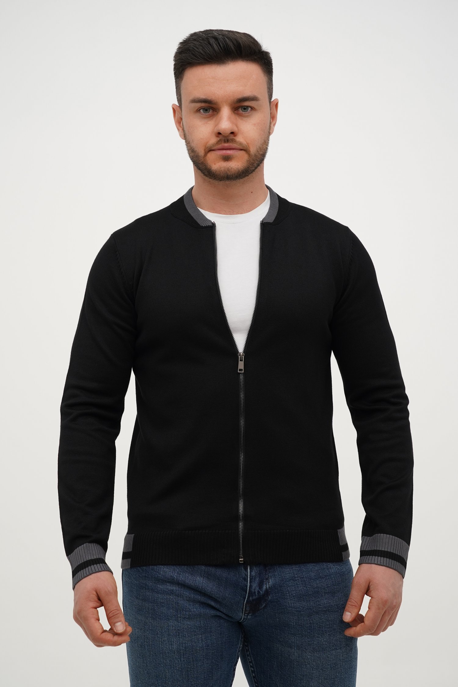 Кофта на замке кэжуал Trend Collection 407 черный (BLACK)