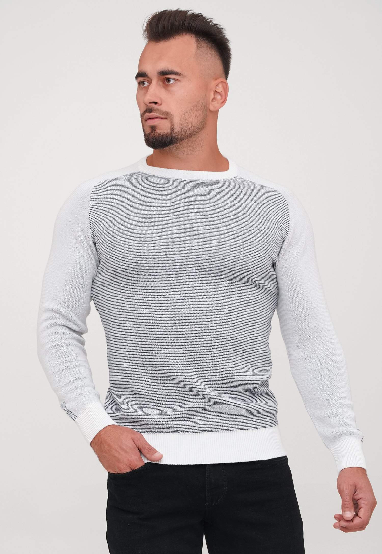 Свитер Trend Collection 404 белый + синий (EKRU-LACI)
