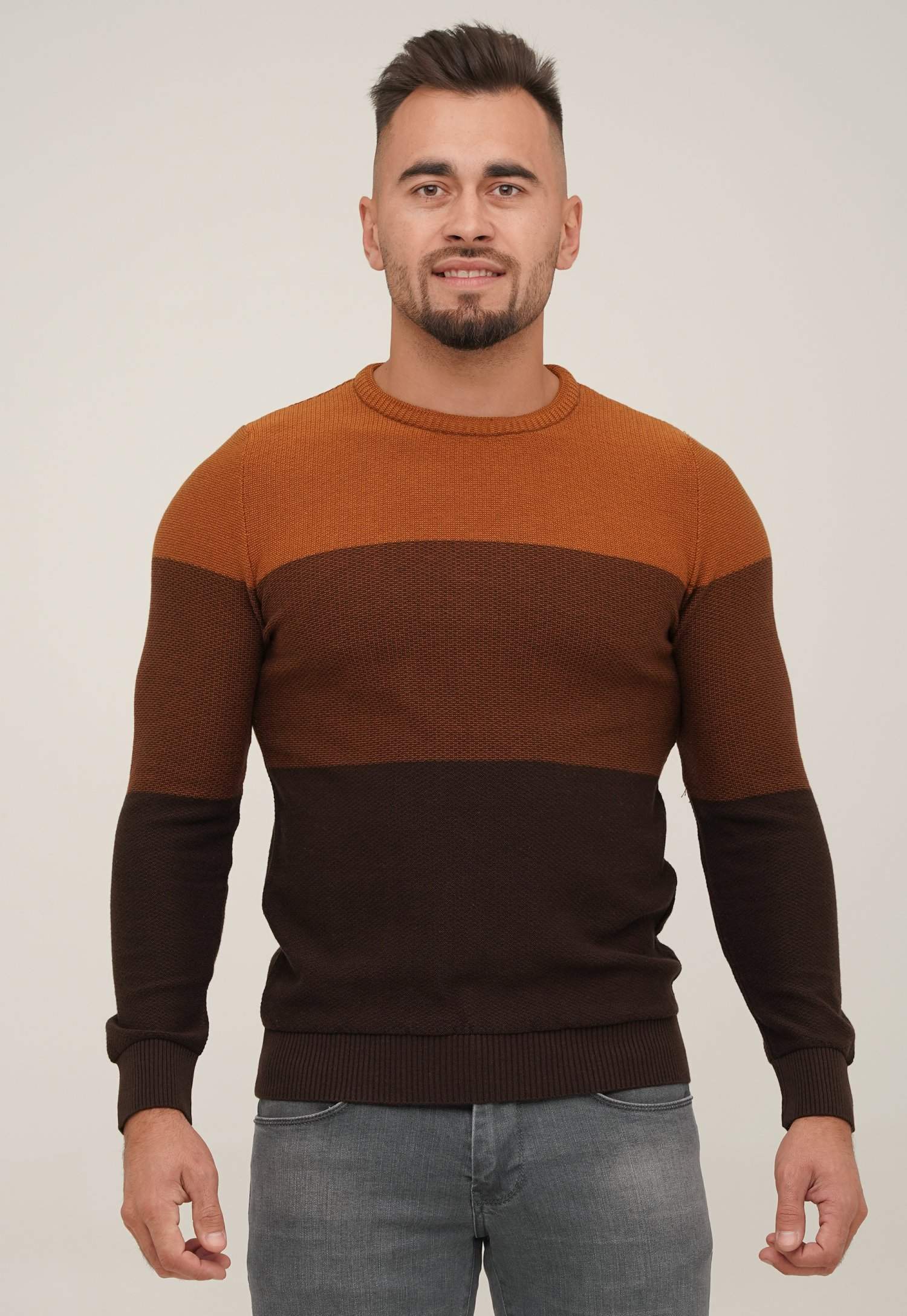 Свитер Trend Collection 408 Коричневый+горчичный (TARCIN-HARDAL)