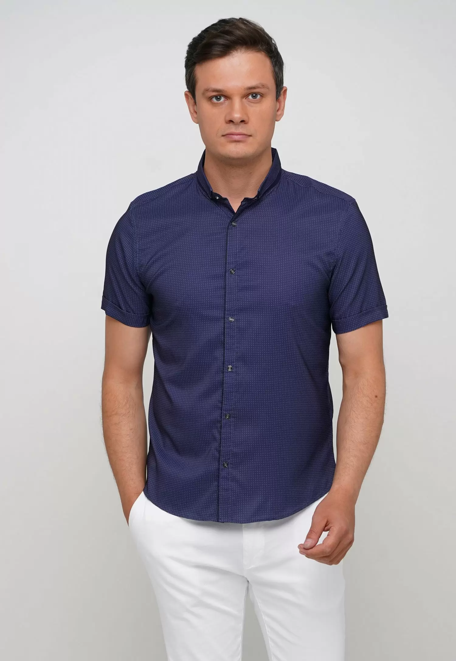 Рубашка Trend Collection 18273 Синий+белая точка