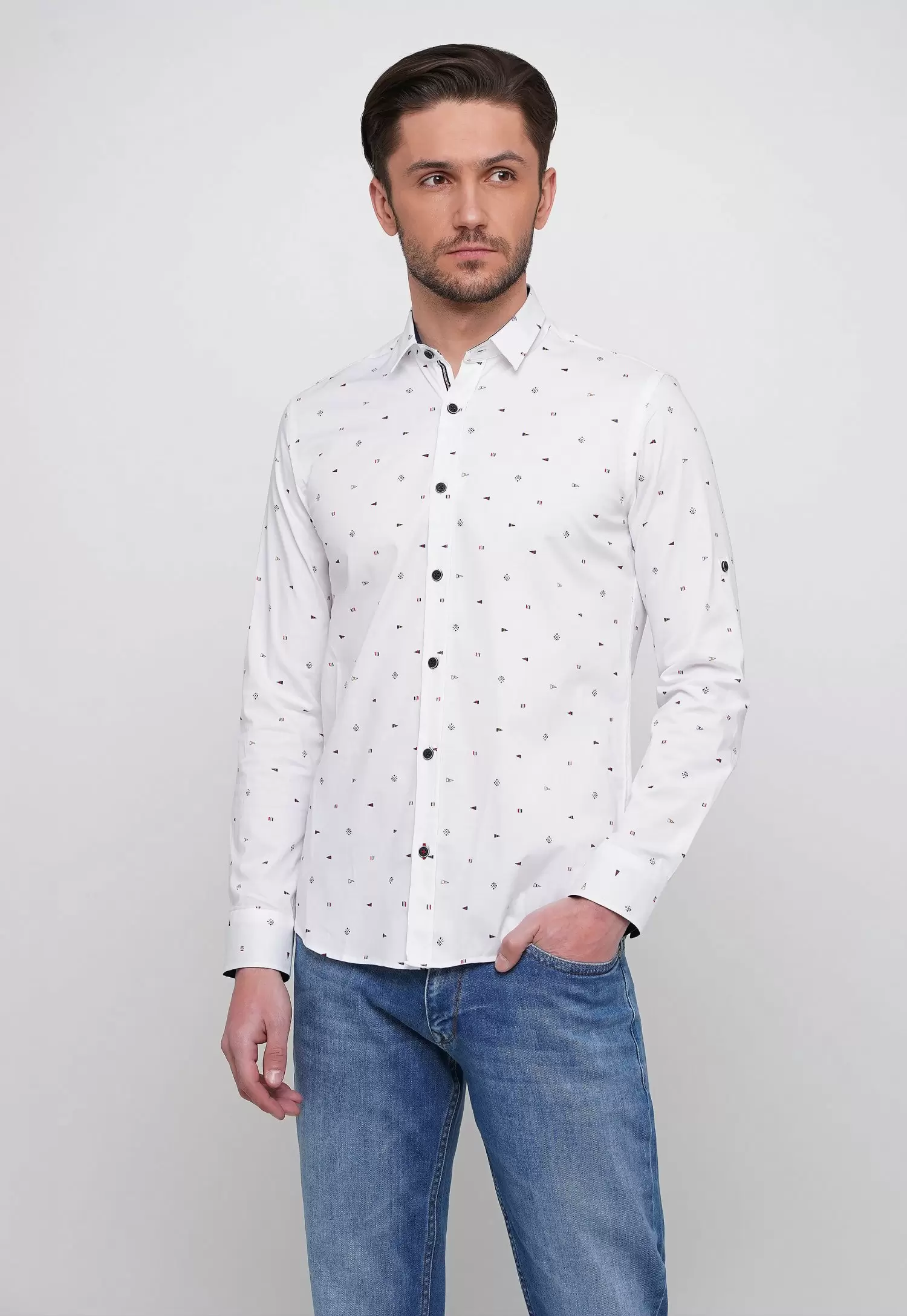 Сорочка Trend Collection 014 Білий+синій трикутник