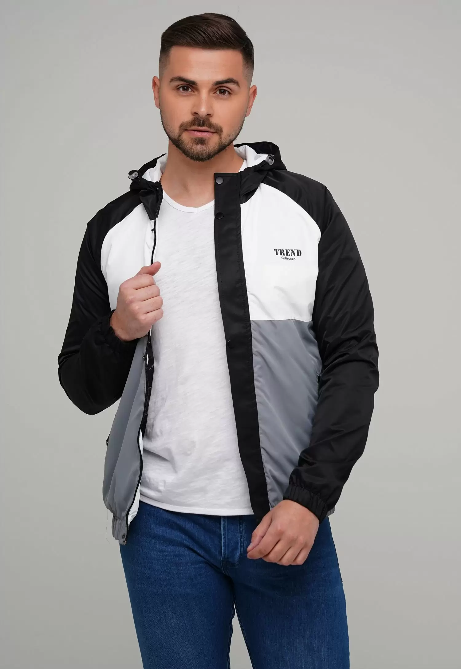Ветровка Trend Collection 1205 Серый+белый