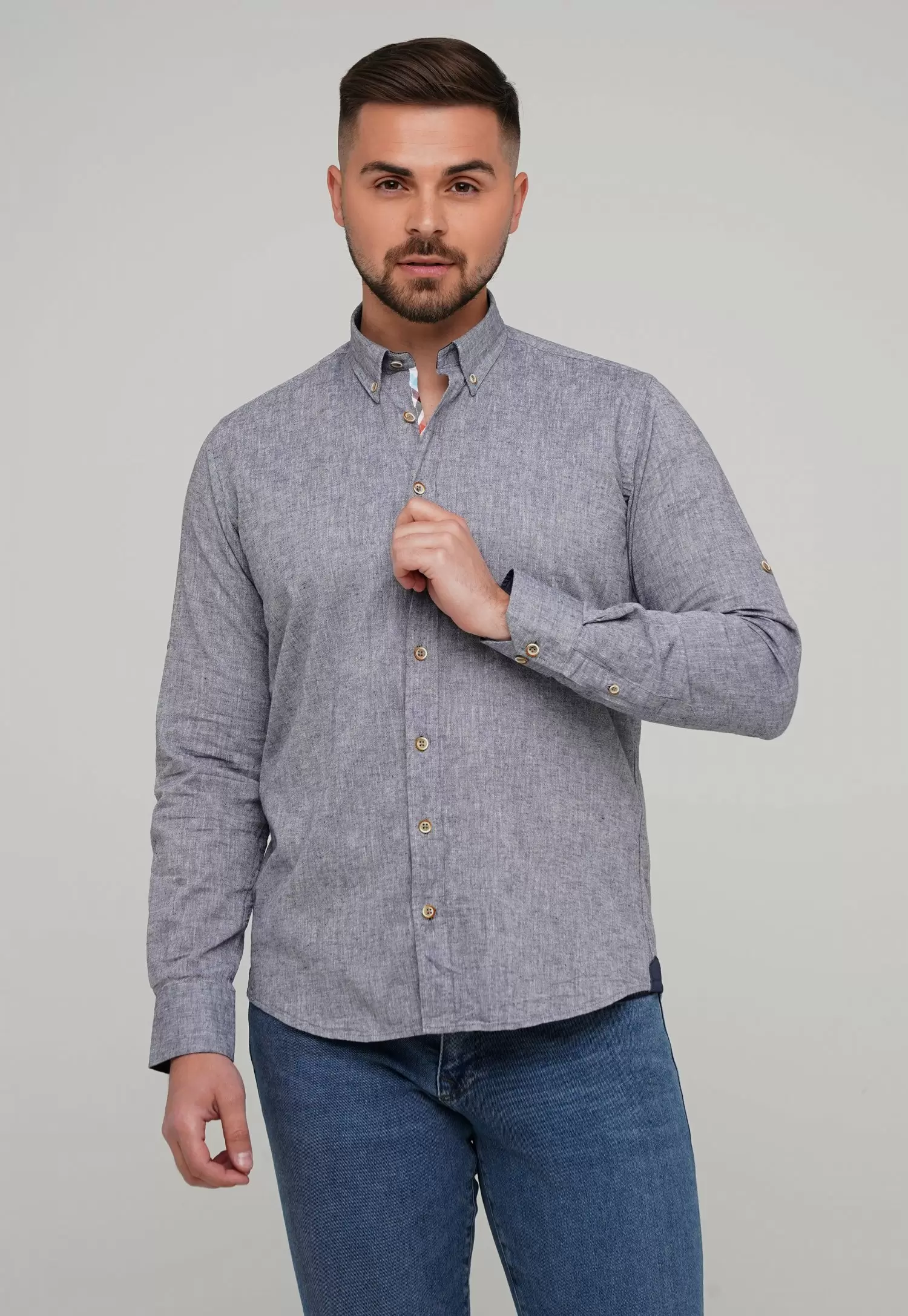 Рубашка Trend Collection 02-1001-1 Сине-серый