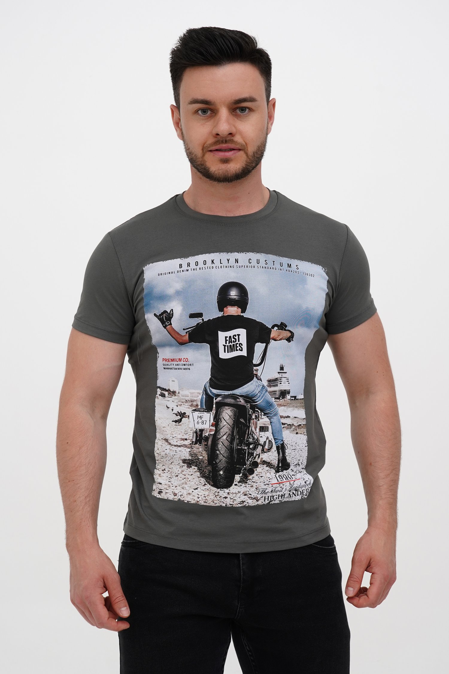 Футболка с принтом Trend Collection 40461 хаки+принт (HAKI)