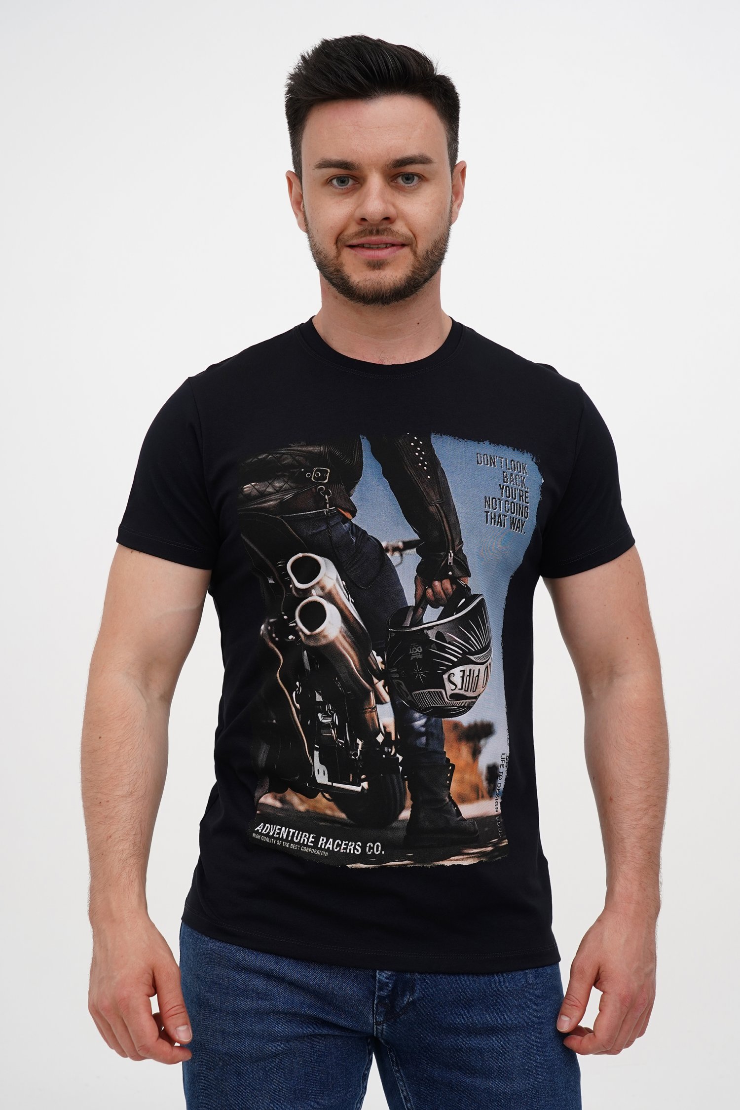 Футболка с принтом Trend Collection 2635 Темно-синий + принт (LACIVERT)