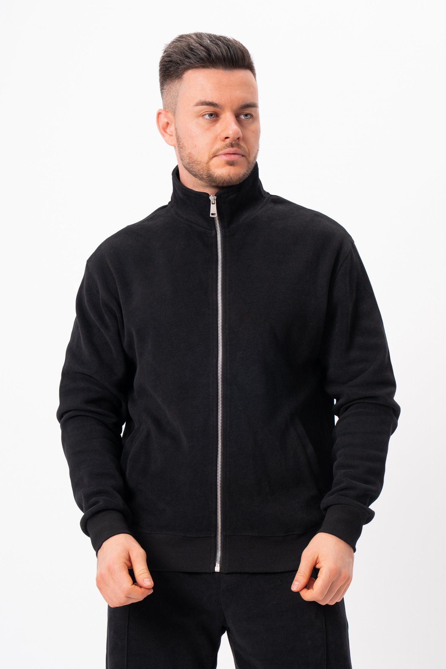 Кофта на замке спортивная плюш K.O.R 8028 Черный (№1 black)