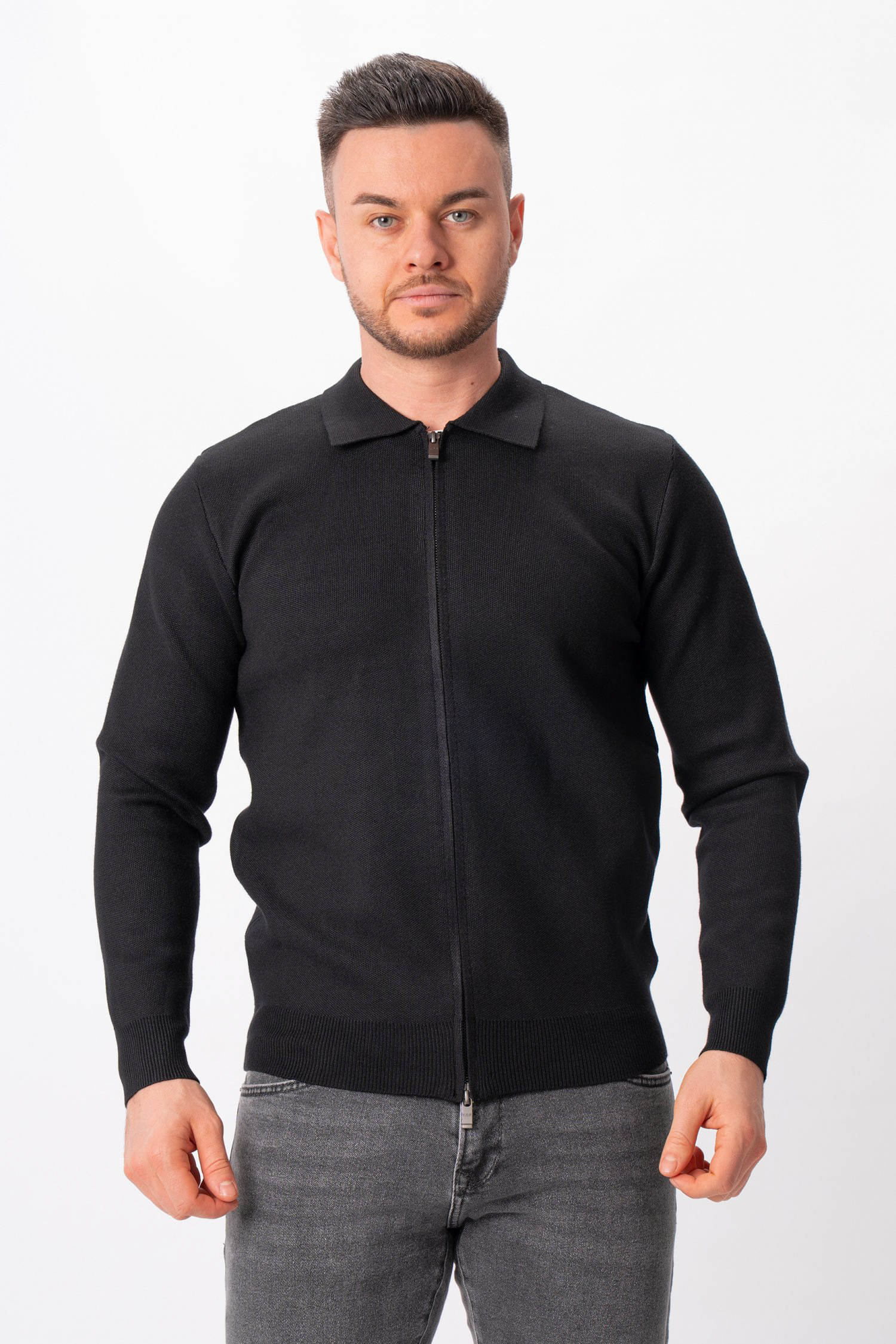 Джемпер поло на замке K.O.R 15001 Черный (black)