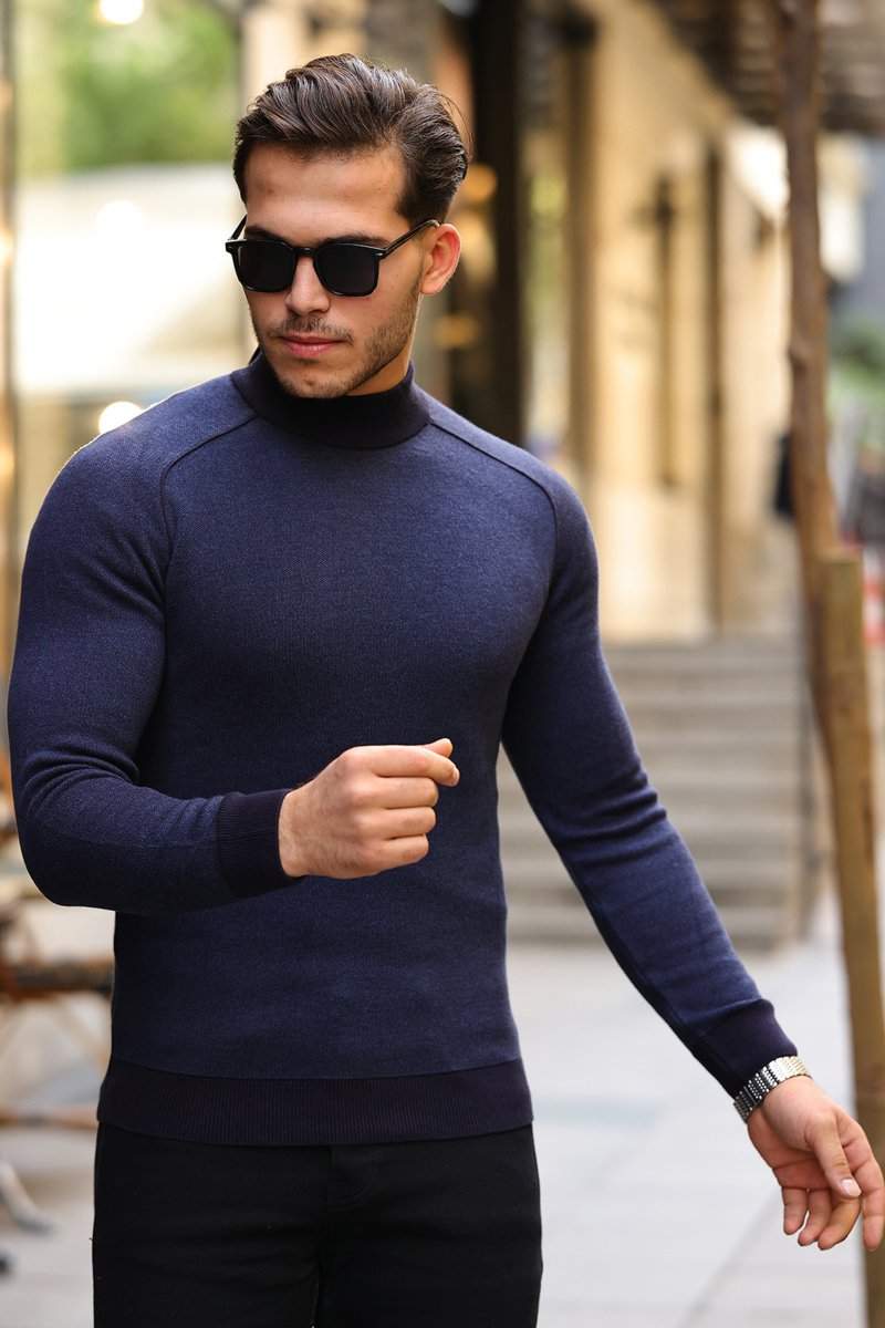 Гольф однотонный стойка Trend Collection 211476-2 Темно-синий+синий (LACIVERT-HAVACI)