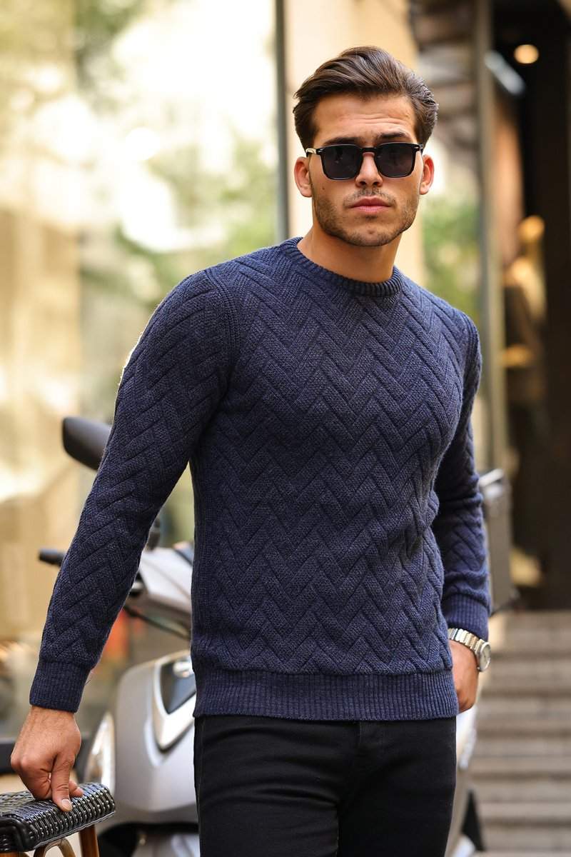 Свитер теплый Trend Collection 191005-1 голубовато-синий (INDIGO-LACI)