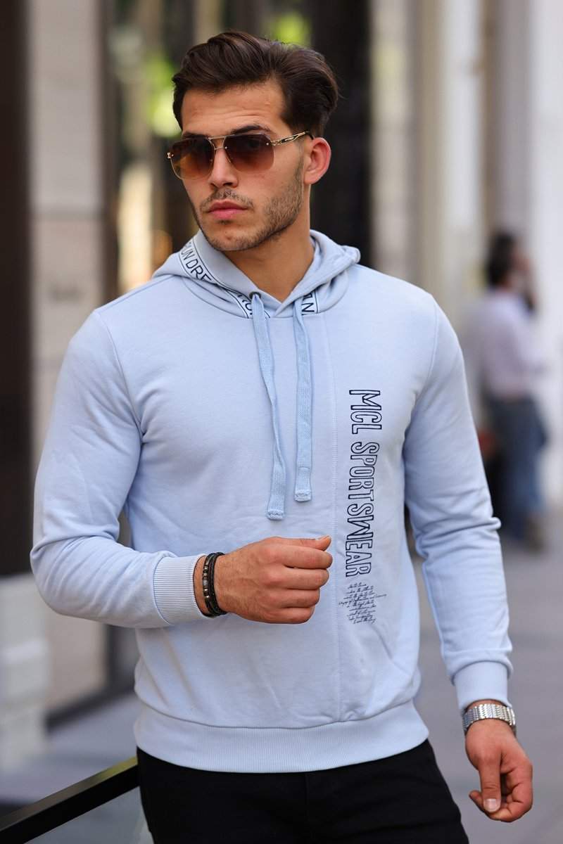 Худі з принтом Trend Collection 39423 Блакитний (SABAH MAVI)