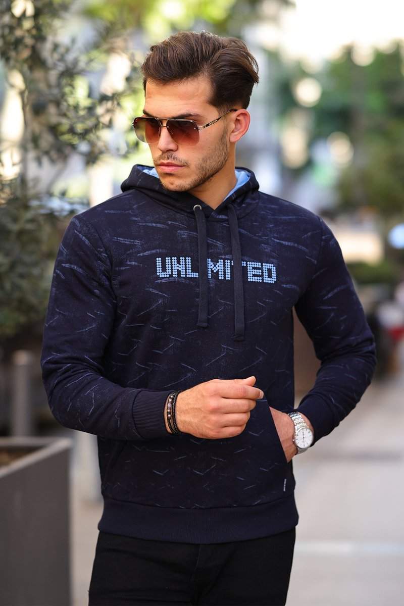 Худі з принтом Trend Collection 39437 Темно-синій (LACIVERT)