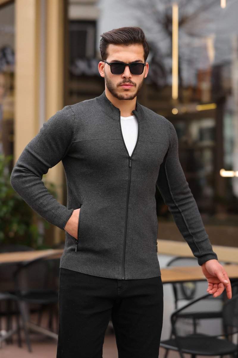 Кофта на замку кежуал Trend Collection 6690 Темно-сірий