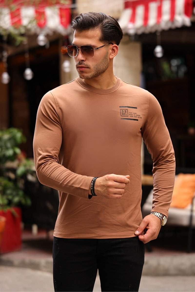 Лонгслів з принтом  Trend Collection 36136 Кемел (CAMEL)
