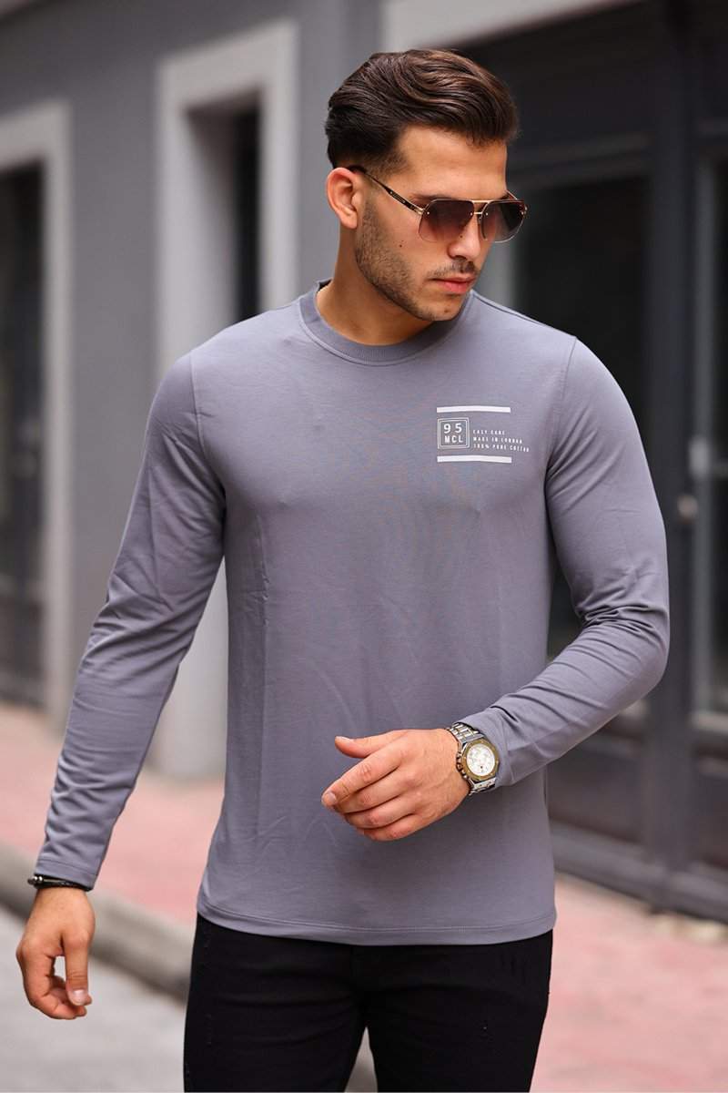 Лонгслів з принтом  Trend Collection 36136 Сірий (GRI)