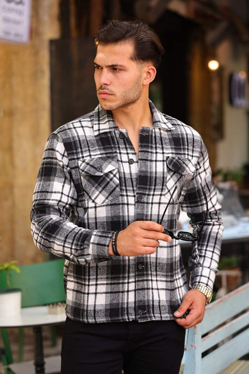 Рубашка теплая Trend Collection 32577 черный + серый + белый (GRI)