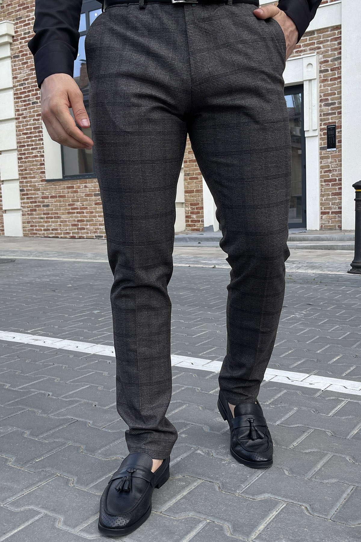 Штани slim fit Trend Collection 1259 Чорно-коричневий