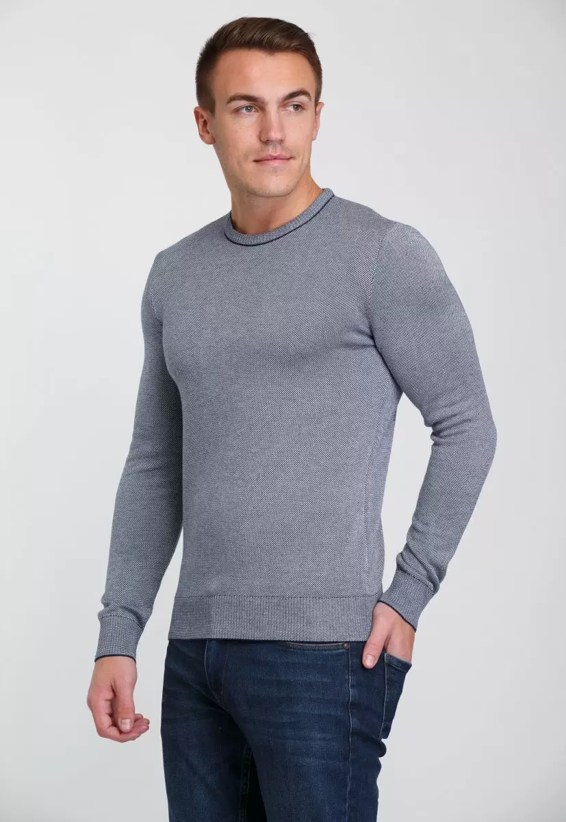 Свитер мужской Trend Collection 0263 Белый+синий сетка - Фото 