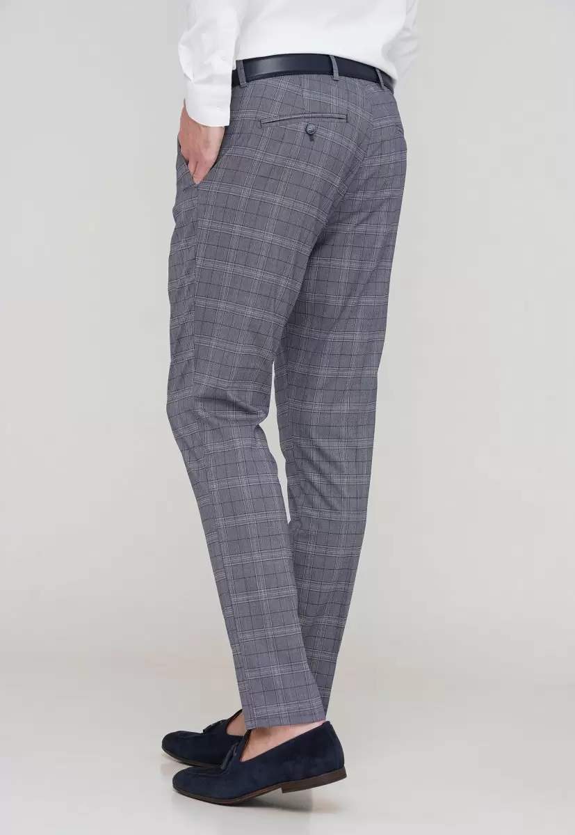 Брюки Trend Collection 1005 Серый+синяя клетка (№1) - Фото 