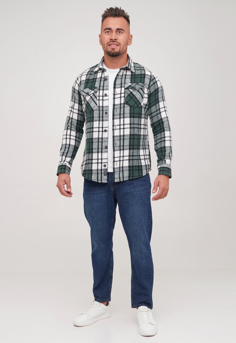 Рубашка теплая Trend Collection 32568 Зеленый+белый (HAKI) - Фото 