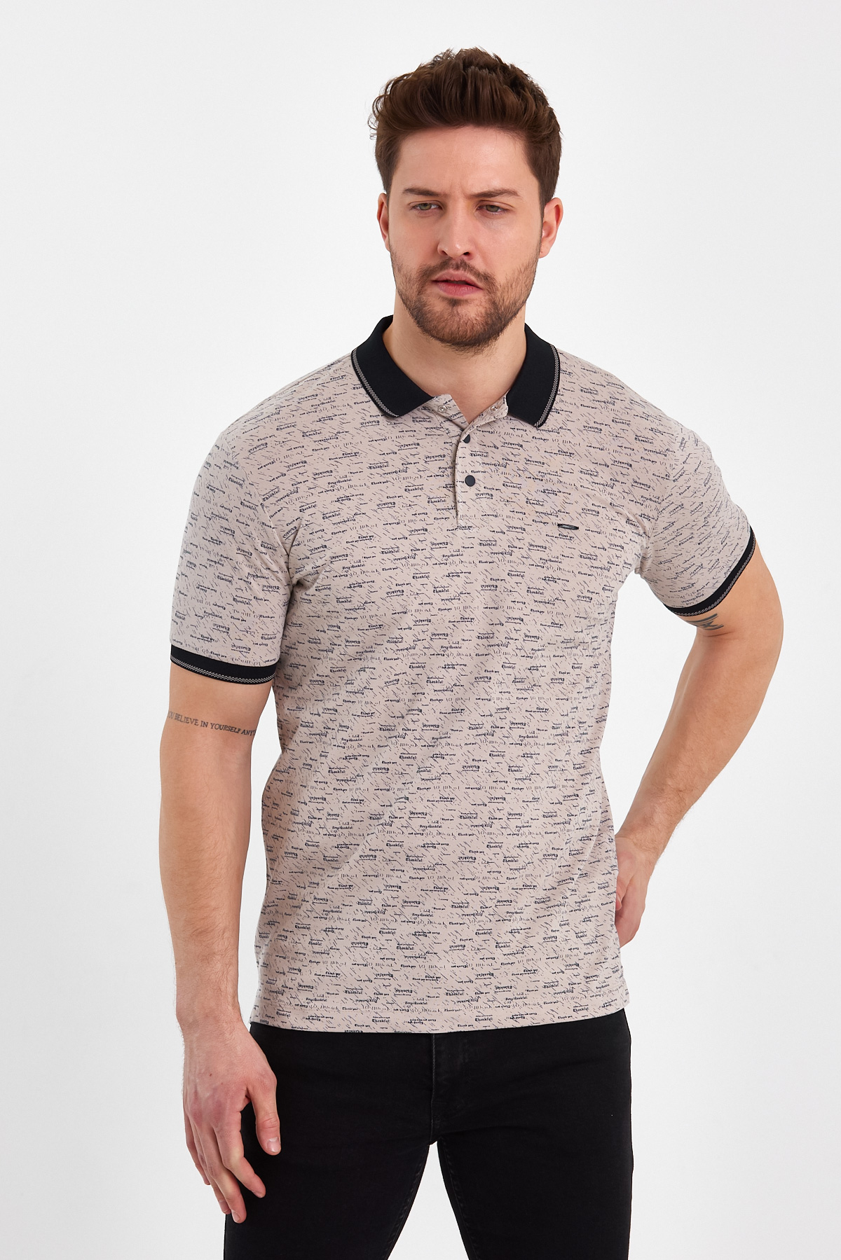Футболка поло з принтом Trend Collection 8276-2 Бежевий (V05) - Фото 5