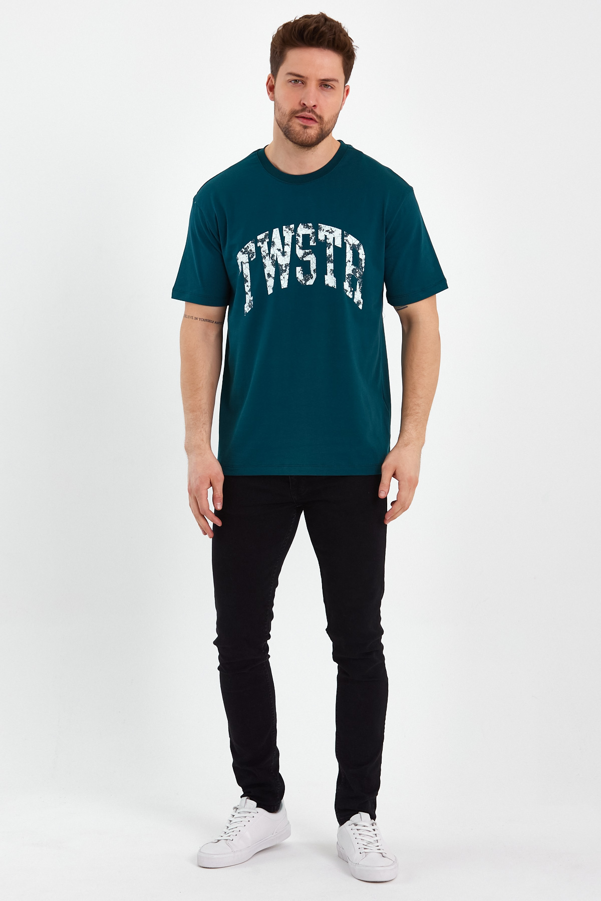 Футболка з принтом Trend Collection 2184 Темно-зелений (OIL) - Фото 