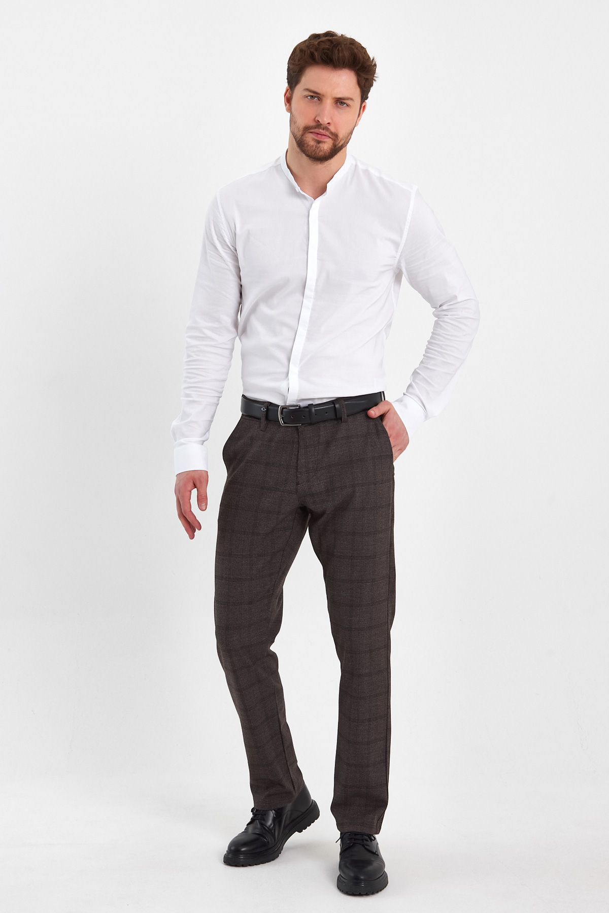 Брюки comfort fit Trend Collection 2333 Коричневий+клітинка - Фото 